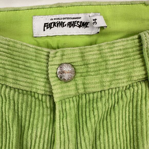 Fu cking Awesome Skater Green Corduroy Pants Size 34 - Picture 2 of 10